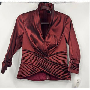 Tadashi Collection Formal Evening Blouse Ruby Red 3/4 Sleeve‎ Size 6 New